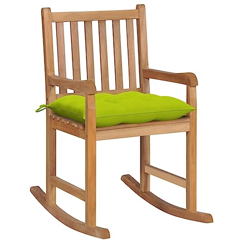 SDWEHO7 Schaukelstuhl mit Hellgrün Kissen, Bequeme Gartensitzplätze für Garten, Balkon & Terrasse, Robust und langlebig, 58 x 92,5 x 106 cm Massivholz Teak von SDWEHO7