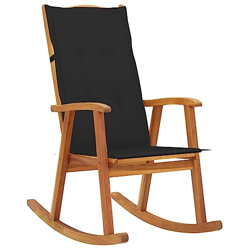SDWEHO7 Schaukelstuhl mit Schwarz Kissen, Bequeme Gartensitzplätze für Garten, Pool, Balkon & Terrasse, Robust und langlebig, 57 x 100 x 117 cm Massivholz Akazie SDWEHO7 Schaukelstuhl mit Schwarz Kissen, Bequeme Gartensitzplätze für Garten, Pool, Balkon & Terrasse, Robust und langlebig, 57 x 100 x 117 cm Massivholz Akazie von SDWEHO7