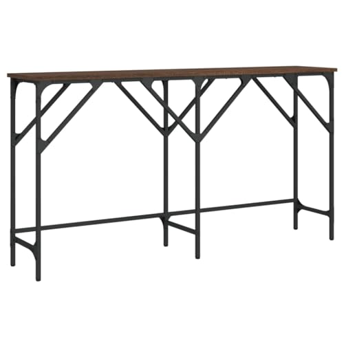 SDWEHO7 Schmal Konsolentisch Moderner Flurtisch Eingangstisch Beistelltisch Hinter dem Sofa, Sofatisch für Wohnzimmer Flur, Braun Eichen-Optik 140x29x75 cm Holzwerkstoff von SDWEHO7