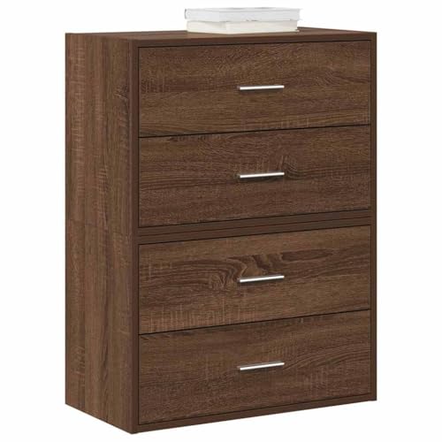 SDWEHO7 Schränke mit 2 Schubladen 2er Set, Nachtkommode, Beistelltisch für Wohnzimmer, Schlafzimmer, Küche, Büro, Holzwerkstoff Braun Eichen-Optik 60x31x40 cm von SDWEHO7