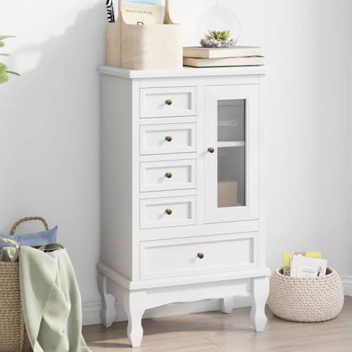 SDWEHO7 Schrank mit 5 Schubladen 2 Fächer, Flur Kommode für Flur Esszimmer Schlafzimmer Wohnzimmer, Weiß 53 x 30,5 x 95,5 cm MDF Kiefernholz SDWEHO7 Schrank mit 5 Schubladen 2 Fächer, Flur Kommode für Flur Esszimmer Schlafzimmer Wohnzimmer, Weiß 53 x 30,5 x 95,5 cm MDF Kiefernholz von SDWEHO7