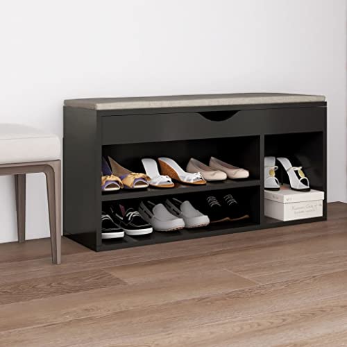 SDWEHO7 Schuhbank mit Kissen Mit 3 Fächern, Schuhaufbewahrung für Wohnzimmer, Garderobe und Flur, Robust und langlebig, Grau 104x30x49 cm Holzwerkstoff SDWEHO7 Schuhbank mit Kissen Mit 3 Fächern, Schuhaufbewahrung für Wohnzimmer, Garderobe und Flur, Robust und langlebig, Grau 104x30x49 cm Holzwerkstoff von SDWEHO7