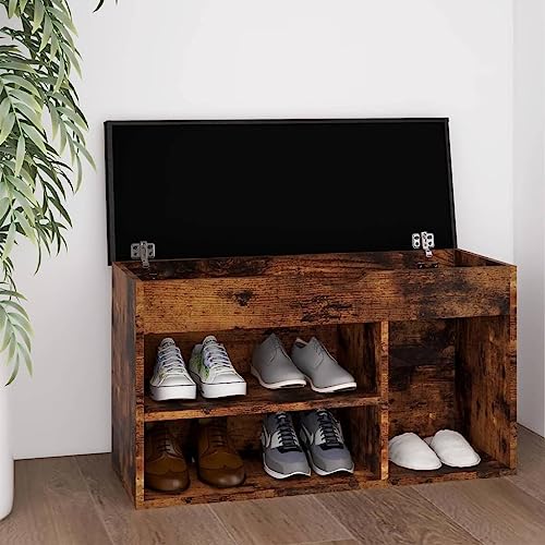SDWEHO7 Schuhbank mit Kissen Mit 3 Fächern, Schuhaufbewahrung für Wohnzimmer, Garderobe und Flur, Robust und langlebig, Räuchereiche 80x30x47 cm Holzwerkstoff SDWEHO7 Schuhbank mit Kissen Mit 3 Fächern, Schuhaufbewahrung für Wohnzimmer, Garderobe und Flur, Robust und langlebig, Räuchereiche 80x30x47 cm Holzwerkstoff von SDWEHO7