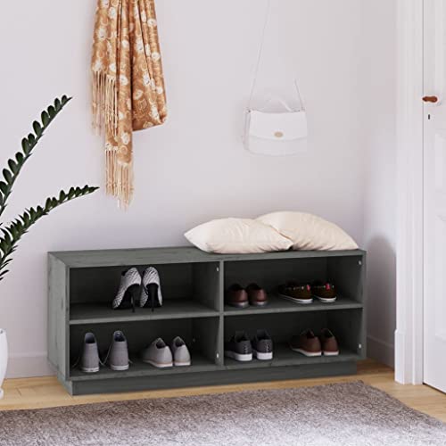 SDWEHO7 Schuhregal, Schuhschrank mit 4 Fächern, Schuhaufbewahrung für Wohnzimmer, Garderobe und Flur, Robust und langlebig, Grau 110x34x45 cm Massivholz Kiefer SDWEHO7 Schuhregal, Schuhschrank mit 4 Fächern, Schuhaufbewahrung für Wohnzimmer, Garderobe und Flur, Robust und langlebig, Grau 110x34x45 cm Massivholz Kiefer von SDWEHO7