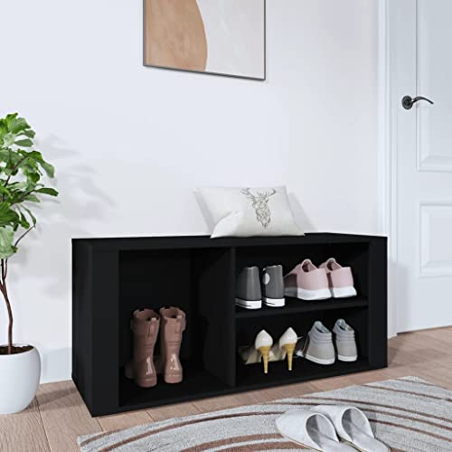 SDWEHO7 Schuhregal mit 3 Fächern, Schuhbank, Schuhaufbewahrung für Wohnzimmer, Garderobe und Flur, Robust und langlebig, Schwarz 100x35x45 cm Holzwerkstoff SDWEHO7 Schuhregal mit 3 Fächern, Schuhbank, Schuhaufbewahrung für Wohnzimmer, Garderobe und Flur, Robust und langlebig, Schwarz 100x35x45 cm Holzwerkstoff von SDWEHO7