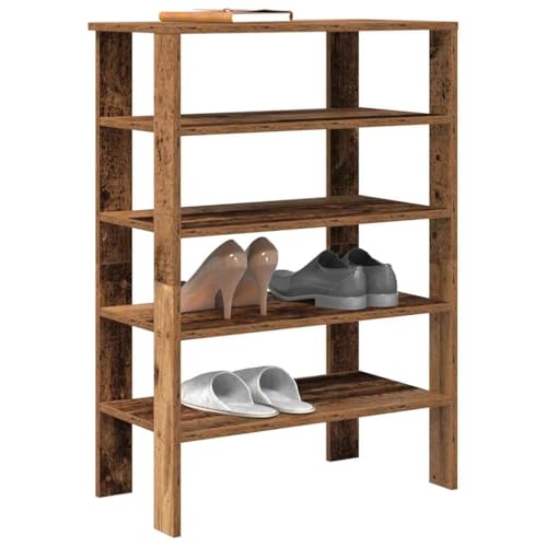 SDWEHO7 Schuhregal mit 5 Ablagen, Schuhschrank, Schuhaufbewahrung für Wohnzimmer, Garderobe und Flur, Robust und langlebig, Altholz-Optik 61x32x87,5 cm Holzwerkstoff von SDWEHO7