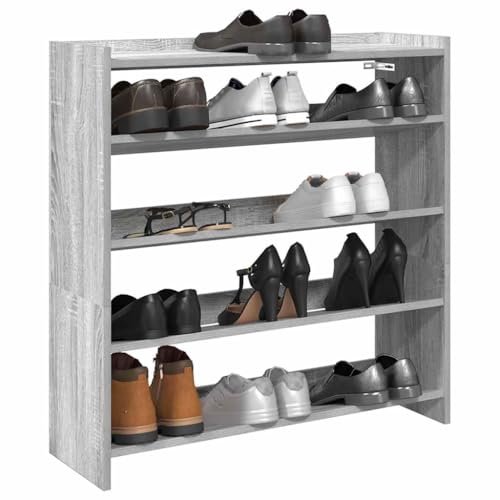 SDWEHO7 Schuhregal mit 5 Ablagen, Schuhschrank, Schuhaufbewahrung für Wohnzimmer, Garderobe und Flur, Robust und langlebig, Grau Sonoma 80x25x81 cm Holzwerkstoff von SDWEHO7