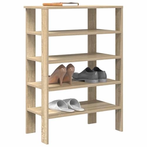 SDWEHO7 Schuhregal mit 5 Ablagen, Schuhschrank, Schuhaufbewahrung für Wohnzimmer, Garderobe und Flur, Robust und langlebig, Sonoma-Eiche 61x32x87,5 cm Holzwerkstoff von SDWEHO7