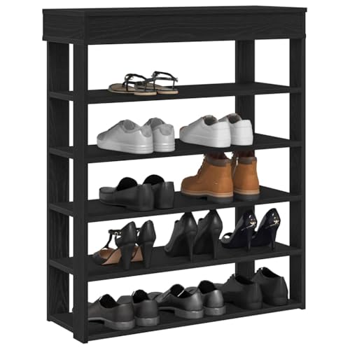 SDWEHO7 Schuhregal mit 6 Ablagen, Schuhschrank, Schuhaufbewahrung für Wohnzimmer, Garderobe und Flur, Robust und langlebig, Schwarz 80x30x98 cm Holzwerkstoff von SDWEHO7