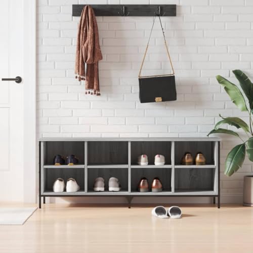 SDWEHO7 Schuhregal mit 8 Fächern, Schuhbank, Schuhaufbewahrung für Wohnzimmer, Garderobe und Flur, Robust und langlebig, Grau Sonoma 131x35x50 cm Holzwerkstoff SDWEHO7 Schuhregal mit 8 Fächern, Schuhbank, Schuhaufbewahrung für Wohnzimmer, Garderobe und Flur, Robust und langlebig, Grau Sonoma 131x35x50 cm Holzwerkstoff von SDWEHO7