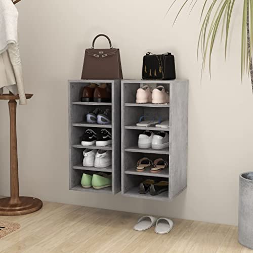 SDWEHO7 Schuhschränke 2er Set, Schuhaufbewahrung mit 5 Fächern für Schrank, Eingang, Schlafzimmer, Robust und langlebig, Betongrau 31,5x35x70 cm Holzwerkstoff SDWEHO7 Schuhschränke 2er Set, Schuhaufbewahrung mit 5 Fächern für Schrank, Eingang, Schlafzimmer, Robust und langlebig, Betongrau 31,5x35x70 cm Holzwerkstoff von SDWEHO7