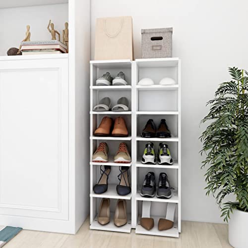 SDWEHO7 Schuhschränke mit 6 Fächern 2er Set, Schuhaufbewahrung für Wohnzimmer, Garderobe und Flur, Robust und langlebig, platzsparendes, Weiß 27,5x27x102 cm Holzwerkstoff SDWEHO7 Schuhschränke mit 6 Fächern 2er Set, Schuhaufbewahrung für Wohnzimmer, Garderobe und Flur, Robust und langlebig, platzsparendes, Weiß 27,5x27x102 cm Holzwerkstoff von SDWEHO7