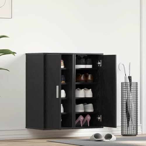 SDWEHO7 Schuhschränke mit Tür 2er Set, Schuhaufbewahrung mit 5 Fächern für Schrank, Eingang, Schlafzimmer, Robust und langlebig, Schwarz Eichen-Optik 32x35x70 cm Holzwerkstoff SDWEHO7 Schuhschränke mit Tür 2er Set, Schuhaufbewahrung mit 5 Fächern für Schrank, Eingang, Schlafzimmer, Robust und langlebig, Schwarz Eichen-Optik 32x35x70 cm Holzwerkstoff von SDWEHO7