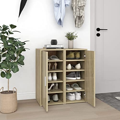 SDWEHO7 Schuhschränke mit Tür 2er Set, Schuhaufbewahrung mit 5 Fächern für Schrank, Eingang, Schlafzimmer, Robust und langlebig, Sonoma-Eiche 32x35x70 cm Holzwerkstoff SDWEHO7 Schuhschränke mit Tür 2er Set, Schuhaufbewahrung mit 5 Fächern für Schrank, Eingang, Schlafzimmer, Robust und langlebig, Sonoma-Eiche 32x35x70 cm Holzwerkstoff von SDWEHO7