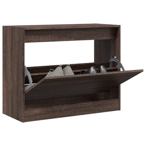 SDWEHO7 Schuhschrank, Schmales platzsparendes Schuhregal für Flur, Schlafzimmer, Eingang, Robust und langlebig, Braun Eichen-Optik 80x34x63 cm Holzwerkstoff von SDWEHO7