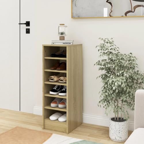 SDWEHO7 Schuhschrank, Schuhaufbewahrung mit 6 Fächern für Schrank, Eingang, Schlafzimmer, Robust und langlebig, Sonoma-Eiche 31,5x35x90 cm Holzwerkstoff SDWEHO7 Schuhschrank, Schuhaufbewahrung mit 6 Fächern für Schrank, Eingang, Schlafzimmer, Robust und langlebig, Sonoma-Eiche 31,5x35x90 cm Holzwerkstoff von SDWEHO7