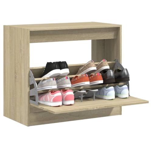 SDWEHO7 Schuhschrank mit 1 Klappe und 3 Fächern, Schuhaufbewahrung für Wohnzimmer, Garderobe und Flur, Robust und langlebig, Sonoma-Eiche 80x42x69 cm Holzwerkstoff SDWEHO7 Schuhschrank mit 1 Klappe und 3 Fächern, Schuhaufbewahrung für Wohnzimmer, Garderobe und Flur, Robust und langlebig, Sonoma-Eiche 80x42x69 cm Holzwerkstoff von SDWEHO7