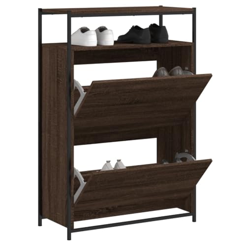 SDWEHO7 Schuhschrank mit 2 Klapptüren und offenes Fach, Schuhaufbewahrung für Wohnzimmer, Garderobe und Flur, Robust und langlebig, Braun Eichen-Optik 75x34x112 cm Holzwerkstoff SDWEHO7 Schuhschrank mit 2 Klapptüren und offenes Fach, Schuhaufbewahrung für Wohnzimmer, Garderobe und Flur, Robust und langlebig, Braun Eichen-Optik 75x34x112 cm Holzwerkstoff von SDWEHO7