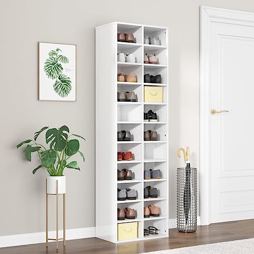 SDWEHO7 Schuhschrank mit 22 Fächern, Schuhaufbewahrung für Wohnzimmer, Garderobe und Flur, Robust und langlebig, Hochglanz-Weiß 54x34x183 cm Holzwerkstoff SDWEHO7 Schuhschrank mit 22 Fächern, Schuhaufbewahrung für Wohnzimmer, Garderobe und Flur, Robust und langlebig, Hochglanz-Weiß 54x34x183 cm Holzwerkstoff von SDWEHO7