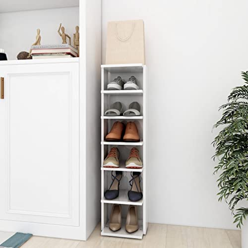 SDWEHO7 Schuhschrank mit 6 Fächern, Schuhaufbewahrung für Wohnzimmer, Garderobe und Flur, Robust und langlebig, platzsparendes, Hochglanz-Weiß 27,5x27x102 cm Holzwerkstoff SDWEHO7 Schuhschrank mit 6 Fächern, Schuhaufbewahrung für Wohnzimmer, Garderobe und Flur, Robust und langlebig, platzsparendes, Hochglanz-Weiß 27,5x27x102 cm Holzwerkstoff von SDWEHO7