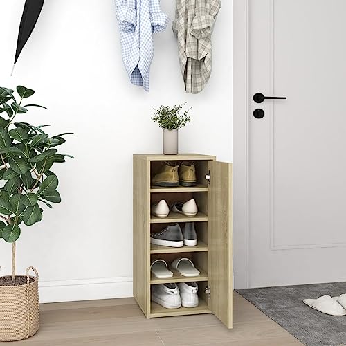SDWEHO7 Schuhschrank mit Tür, Schuhaufbewahrung mit 5 Fächern für Schrank, Eingang, Schlafzimmer, Robust und langlebig, Sonoma-Eiche 32x35x70 cm Holzwerkstoff SDWEHO7 Schuhschrank mit Tür, Schuhaufbewahrung mit 5 Fächern für Schrank, Eingang, Schlafzimmer, Robust und langlebig, Sonoma-Eiche 32x35x70 cm Holzwerkstoff von SDWEHO7