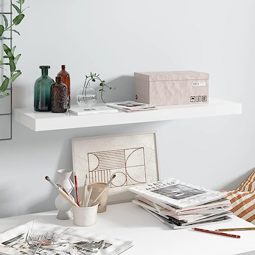 SDWEHO7 Schweberegal, Duschablage, Aufbewahrungsregal für Router, Bücher, Lautsprecher, Mediaplayer, Leicht zu reinigen, Hochglanz-Weiß 80x23,5x3,8 cm MDF SDWEHO7 Schweberegal, Duschablage, Aufbewahrungsregal für Router, Bücher, Lautsprecher, Mediaplayer, Leicht zu reinigen, Hochglanz-Weiß 80x23,5x3,8 cm MDF von SDWEHO7