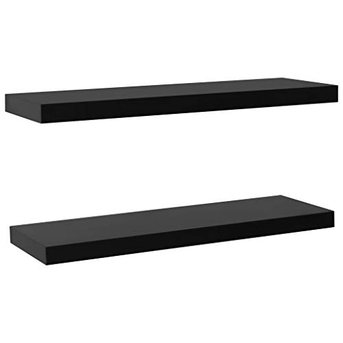 SDWEHO7 Schweberegale 2er-Set, Duschablage, Aufbewahrungsregal für Router, Bücher, Lautsprecher, Mediaplayer, Leicht zu reinigen, Schwarz 100 x 20 x 3.8 cm MDF von SDWEHO7