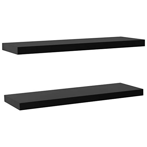 SDWEHO7 Schweberegale 2er-Set, Duschablage, Aufbewahrungsregal für Router, Bücher, Lautsprecher, Mediaplayer, Leicht zu reinigen, Schwarz 120 x 20 x 3.8 cm MDF von SDWEHO7