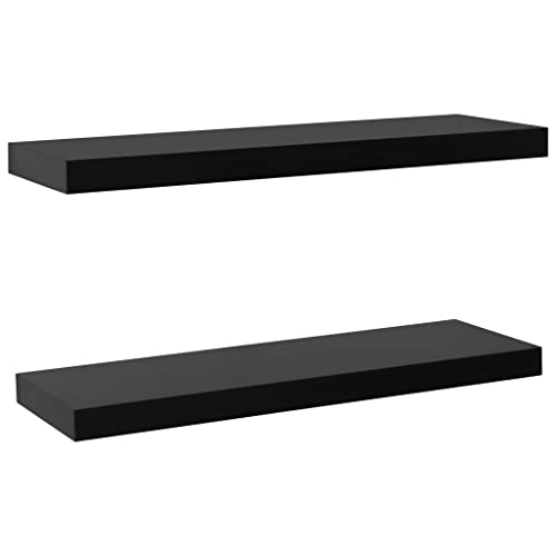 SDWEHO7 Schweberegale 2er-Set, Duschablage, Aufbewahrungsregal für Router, Bücher, Lautsprecher, Mediaplayer, Leicht zu reinigen, Schwarz 80 x 20 x 3.8 cm MDF von SDWEHO7