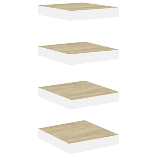 SDWEHO7 Schweberegale 4er-Set, Duschablage, Aufbewahrungsregal für Router, Bücher, Lautsprecher, Mediaplayer, Leicht zu reinigen, Eichen-Optik und Weiß 23x23,5x3,8 cm MDF SDWEHO7 Schweberegale 4er-Set, Duschablage, Aufbewahrungsregal für Router, Bücher, Lautsprecher, Mediaplayer, Leicht zu reinigen, Eichen-Optik und Weiß 23x23,5x3,8 cm MDF von SDWEHO7