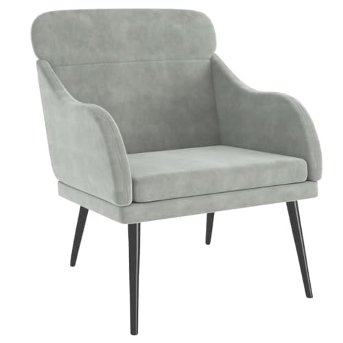SDWEHO7 Sessel, Esszimmerstuhl, Gepolsterter Stuhl, Bürostuhl, Loungesessel für Esszimmer, Küche, Wohnzimmer, Robust und langlebig, 63x76x80 cm Hellgrau Samt von SDWEHO7