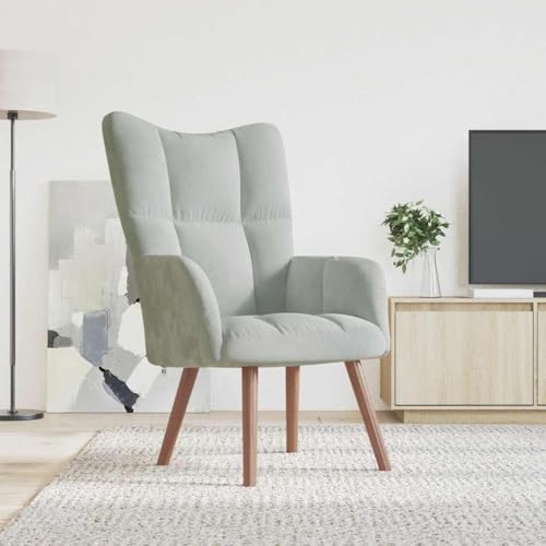 SDWEHO7 Sessel, Gepolsterter Stuhl, Einzelsofa, Clubsessel, Fernsehsessel für Wohnzimmer, Schlafzimmer, Empfangsbereich, 61.5 x 69 x 95.5 cm Hellgrau Samt von SDWEHO7