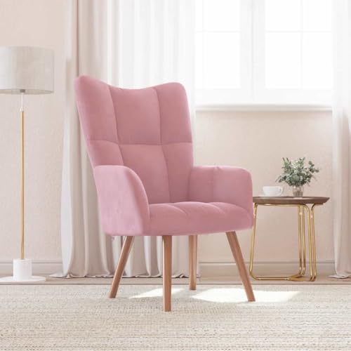 SDWEHO7 Sessel, Gepolsterter Stuhl, Einzelsofa, Clubsessel, Fernsehsessel für Wohnzimmer, Schlafzimmer, Empfangsbereich, 61.5 x 69 x 95.5 cm Rosa Samt von SDWEHO7