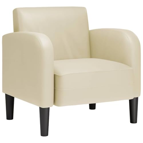 SDWEHO7 Sessel, Gepolsterter Stuhl, Einzelsofa, Clubsessel, Fernsehsessel für Wohnzimmer, Schlafzimmer, Empfangsbereich, 69 x 67 x 70 cm Creme Kunstleder von SDWEHO7