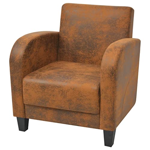 SDWEHO7 Sessel, Gepolsterter Stuhl, Einzelsofa, Clubsessel, Fernsehsessel für Wohnzimmer, Schlafzimmer, Empfangsbereich, 73 x 72 x 76 cm Braun Wildleder-Optik von SDWEHO7