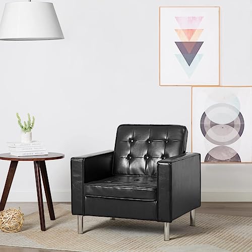 SDWEHO7 Sessel, Gepolsterter Stuhl, Einzelsofa, Clubsessel, Fernsehsessel für Wohnzimmer, Schlafzimmer, Empfangsbereich, 75 x 70 x 75 cm Schwarz Kunstleder SDWEHO7 Sessel, Gepolsterter Stuhl, Einzelsofa, Clubsessel, Fernsehsessel für Wohnzimmer, Schlafzimmer, Empfangsbereich, 75 x 70 x 75 cm Schwarz Kunstleder von SDWEHO7