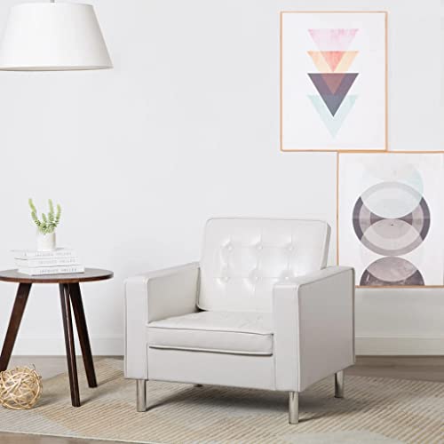 SDWEHO7 Sessel, Gepolsterter Stuhl, Einzelsofa, Clubsessel, Fernsehsessel für Wohnzimmer, Schlafzimmer, Empfangsbereich, 75 x 70 x 75 cm Weiß Kunstleder SDWEHO7 Sessel, Gepolsterter Stuhl, Einzelsofa, Clubsessel, Fernsehsessel für Wohnzimmer, Schlafzimmer, Empfangsbereich, 75 x 70 x 75 cm Weiß Kunstleder von SDWEHO7