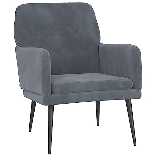 SDWEHO7 Sessel, Gepolsterter Stuhl, Einzelsofa, Clubsessel, Fernsehsessel für Wohnzimmer, Schlafzimmer, Empfangsbereich, Dunkelgrau 62x79x79 cm Samt von SDWEHO7