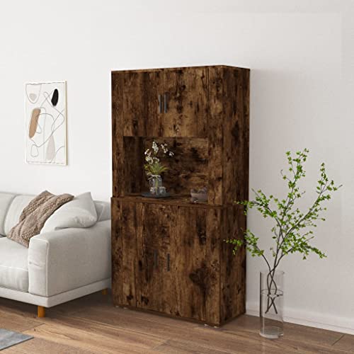 SDWEHO7 Sideboard, Kommode mit 4 Türen und 1 Fäch, Highboard Schrank Anrichte Beistellschrank für Wohnzimmer Schlafzimmer Küche, 80 x 33 x 70 cm Räuchereiche Holzwerkstoff von SDWEHO7