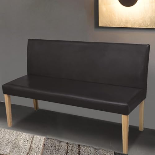 SDWEHO7 Sitzbank mit Rückenlehne, Schuhwechselbank für Eingang, Schlafzimmer, Wohnzimmer, Robust und langlebig, 139.5 x 50 x 86 cm Dunkelbraun Kunstleder von SDWEHO7
