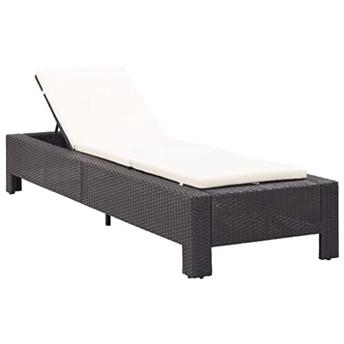 SDWEHO7 Sonnenliege mit Auflage & Verstellbarer Rückenlehne, Garten Liegestuhl Gartenliege Outdoor Liege für Garten Terrasse, Schwarz Poly Rattan von SDWEHO7
