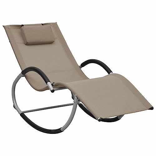SDWEHO7 Sonnenliege mit Kissen, Garten Liegestuhl Gartenliege Outdoor Liege für Garten Terrasse, 65 x 155 x 83 cm Taupe Textilene von SDWEHO7