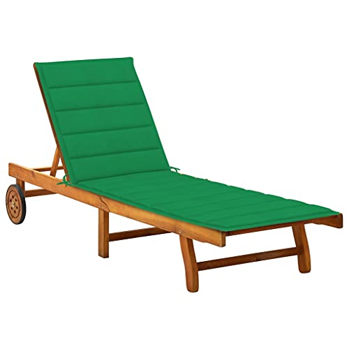 SDWEHO7 Sonnenliege mit Verstellbarer Rückenlehne, Auflage & Rollen, Garten Liegestuhl Gartenliege Outdoor Liege für Garten Terrasse, 200 x 63 x 85 cm Akazie Massivholz von SDWEHO7