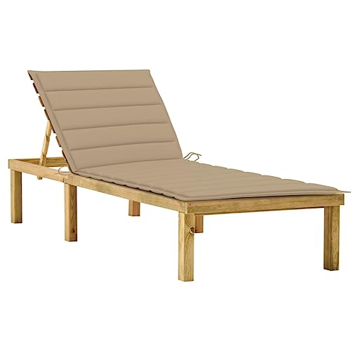 SDWEHO7 Sonnenliege mit Verstellbarer Rückenlehne & Auflage, Garten Liegestuhl Gartenliege Outdoor Liege für Garten Terrasse, 200 x 70 x (31.5-77) cm Imprägniertes Kiefernholz von SDWEHO7