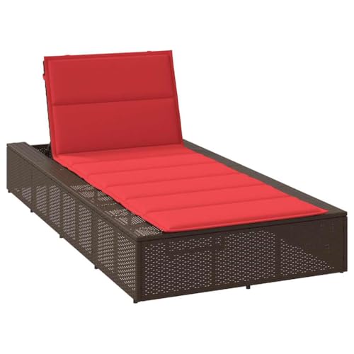 SDWEHO7 Sonnenliege mit Verstellbarer Rückenlehne & Auflage, Garten Liegestuhl Gartenliege Outdoor Liege für Garten Terrasse, Braun Poly Rattan von SDWEHO7