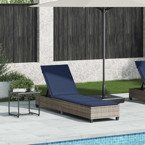 SDWEHO7 Sonnenliege mit Verstellbarer Rückenlehne & Auflage, Garten Liegestuhl Gartenliege Outdoor Liege für Garten Terrasse, Grau 55x200x25,5cm Poly Rattan von SDWEHO7