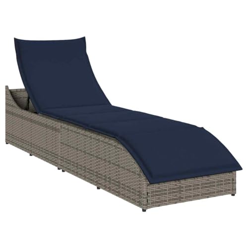 SDWEHO7 Sonnenliege mit Verstellbarer Rückenlehne & Auflage, Klappbarer Liegestuhl Gartenliege Outdoor Liege für Garten Terrasse, Grau Poly-Rattan von SDWEHO7