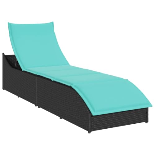SDWEHO7 Sonnenliege mit Verstellbarer Rückenlehne & Auflage, Klappbarer Liegestuhl Gartenliege Outdoor Liege für Garten Terrasse, Schwarz Poly-Rattan von SDWEHO7