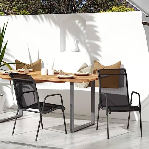 SDWEHO7 Stapelbare Gartenstühle 2er Set, Freizeitstuhl, Outdoor Stühle für Garten, Hinterhof, Terrasse, Robust und langlebig, 51 x 66 x 88 cm Stahl und Textilene Schwarz von SDWEHO7