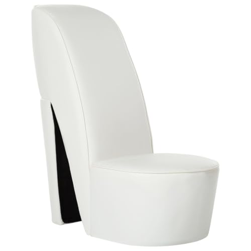 SDWEHO7 Stuhl in Stöckelschuh-Form, Gepolsterte Sitzfläche mit offener Rückenlehne für Wohnzimmer, Schlafzimmer, 43 x 82.5 x 85.5 cm Weiß Kunstleder von SDWEHO7